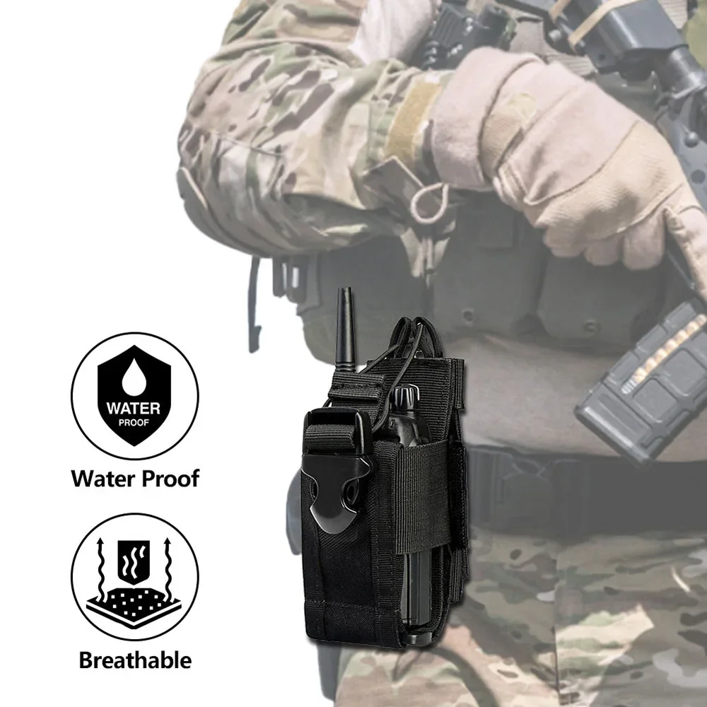 Tactical Walkie Talkie Pouch Portable Sports Phone Holder Hunting Military Gear Adjustable Interphone Holster Camping Hiking