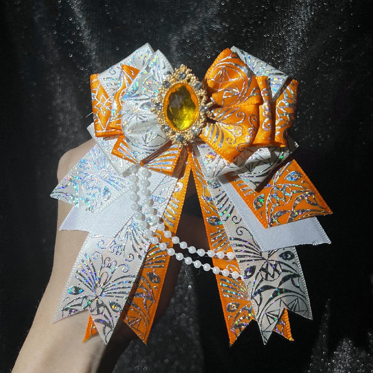 

Orange Elegant Bow Tie Brooch, 12 Colors Handmade DIY Finished Product, Anime Lolita Cosplay, Comic Exhibition Decoration, Jk Fan Circle, Otaku Circle, Lolita Small Gift, Beautiful Transparent Ita Bag Decoration, Small Accessory, Bag Charm, Celebrity Even