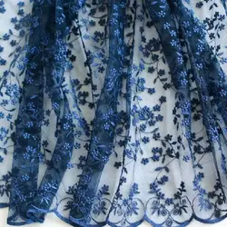 1yard/lot 130cm Soft white embroidered tulle and lace fabric by the yard for bridal wedding dresses, pink, dark blue and red