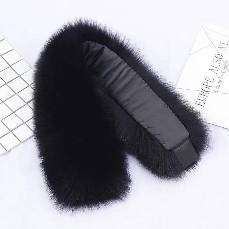 Women Winter Real Fox Fur Scarf Back Rex Rabbit Fur Genuine Leather Fluffy Scarves Fashion Female Coat Jacket Fur Collar