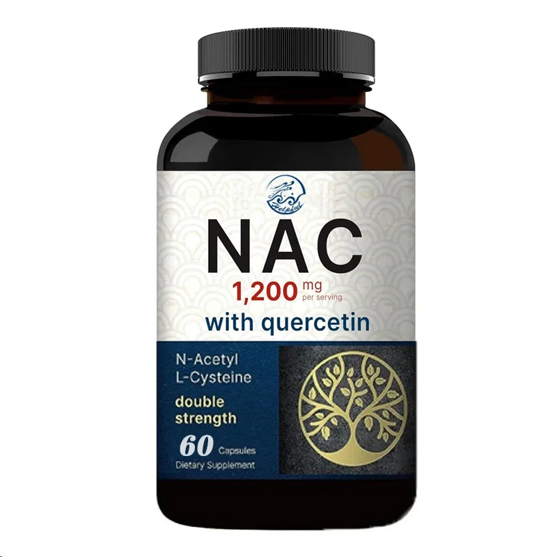 Suplemento NAC 1200mg 60 cápsulas, N-acetilcisteina que contiene rercelana de doble fuerza: apoya la salud inmune, del hígado y pulmonar