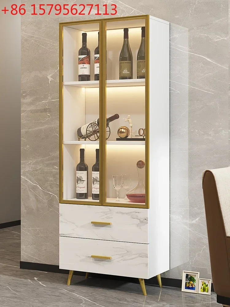 

Glass Wine Cabinet Dining Side Luxury Nordic Restaurant Modern Simple High Bar Cabinet Display Kitchen Meuble Vin Bar Furniture