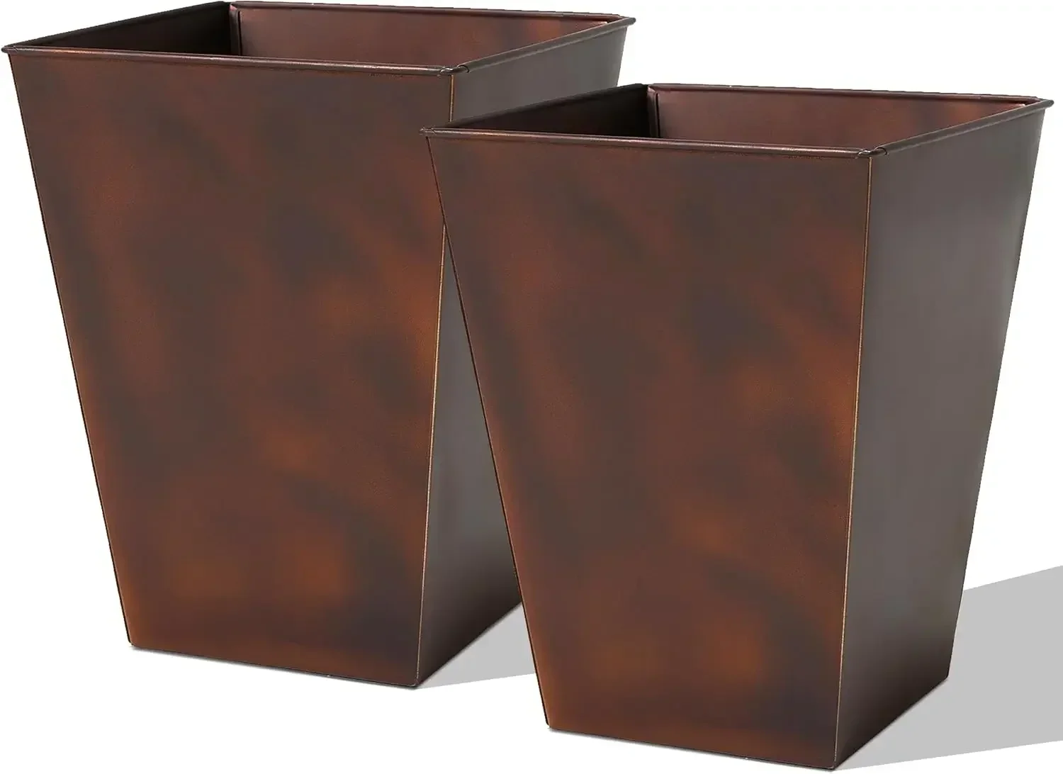 

Bestseller14" Dia x18"H Large Metal Floor Planter Set of 2,Matte Bronze Retro Finish Tall Square Tapered Steel Plant Pots,Decor