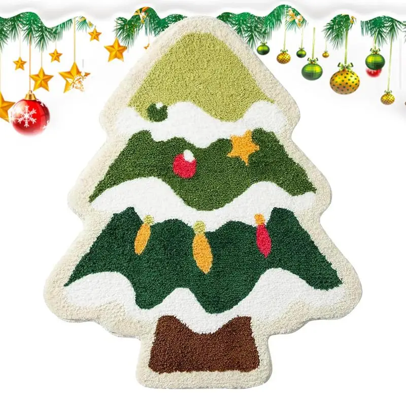 

Christmas Tree Bath Mat Bedroom Absorbent Doormat 24x32 Inch Non-Slip Bath Mat Absorbent Bathroom Mats Doormat for Indoor Living