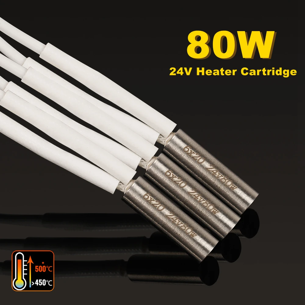 Torlipy Nowy wkład grzejny 24V 80W Wysokotemperaturowa rura szybkiego ogrzewania 6 * 20mm Części drukarki 3D Podgrzewana rura do wulkanu E3D V6