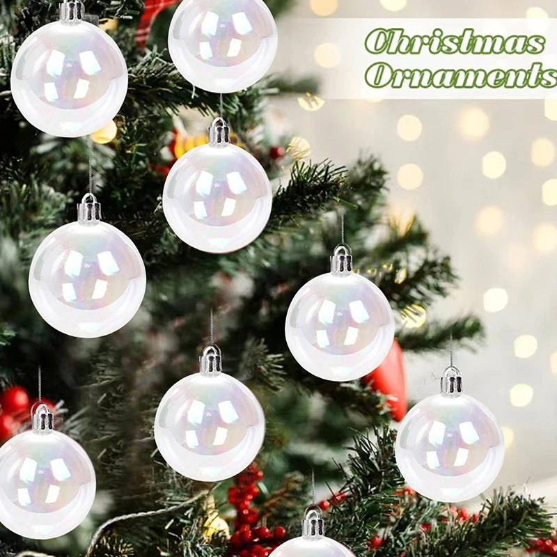 24 ชิ้น 5 เซนติเมตรคริสต์มาสสีรุ้ง Ball Clear Shatterproof DIY ตกแต่งวันหยุด Xmas Tree แขวน Ball Party เทศกาลของขวัญ