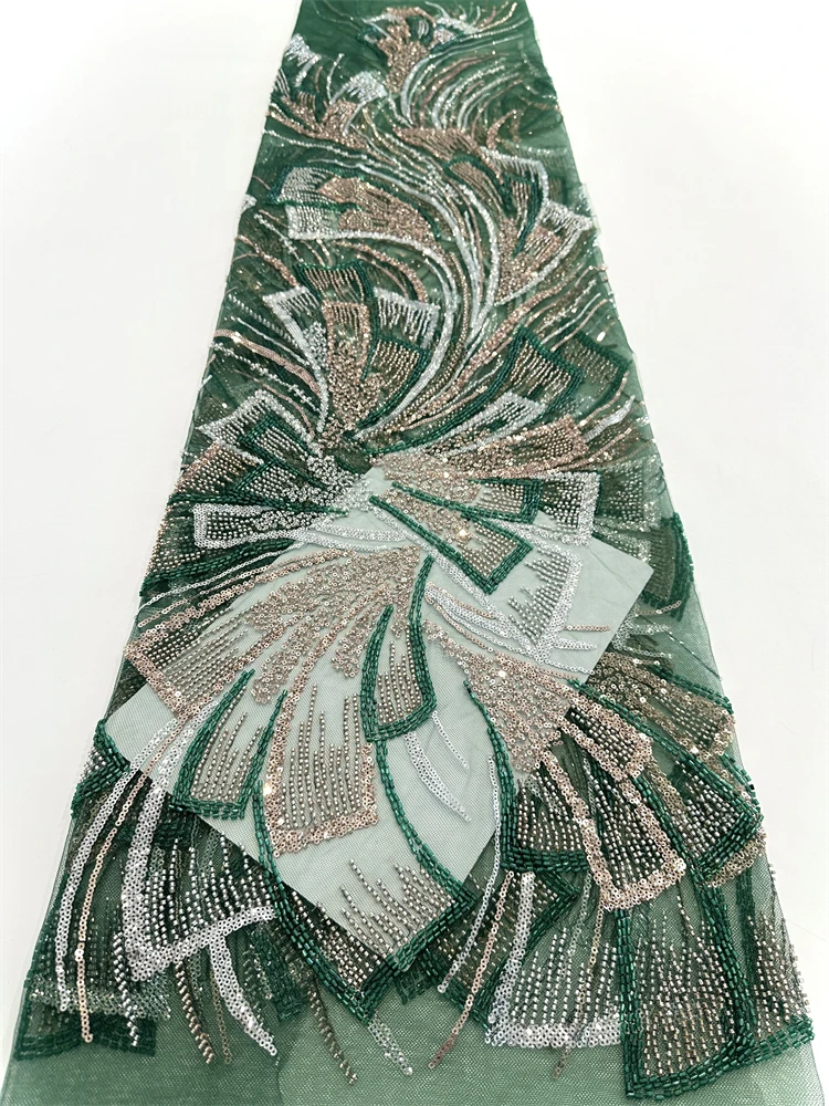 Новейшие нигерийские кружевные ткани, модные женские африканские тюлевые кружевные роскошные кружевные ткани с блестками и бисером для свадебных платьев