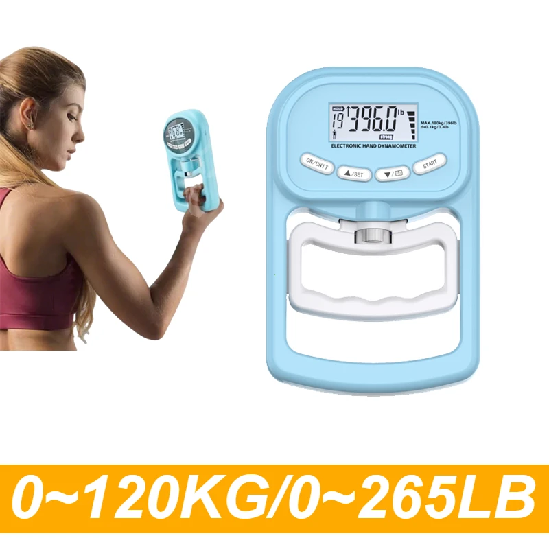 265LBS/120 كجم شاشة LCD قبضة قوة متر للرجال والنساء تستر الرقمية اليد دينامومتر التدريب قابلة للشحن ثنائي الغرض