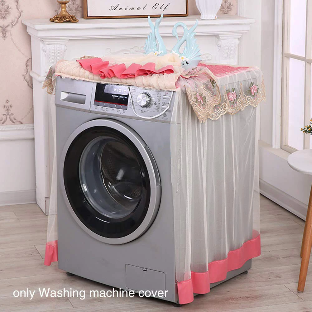 Lace Dust Proof Protector Floral Style Home Decor Washing Machine Cover Pink Blue Washable 60*60*85cm Home Decoration