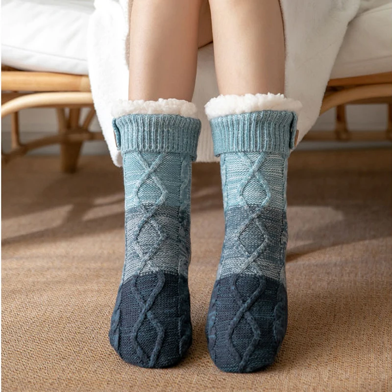 Fluffy Socks Women Fuzzy Thermal Winter Plush Soft Slip Non Grip Home Short Floor Comfy ladies Slippers Sock Female bottom