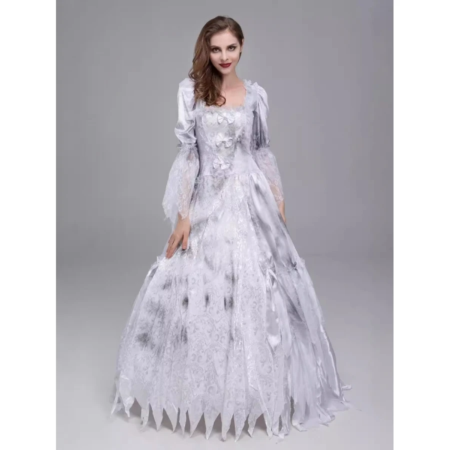 Halloween Kostüm Geisterbraut Gericht Retro Erwachsene Tüll Langer Rock Cosplay Bühnenaufführung Dr Damen Traditionelle Ethnische Kleidung