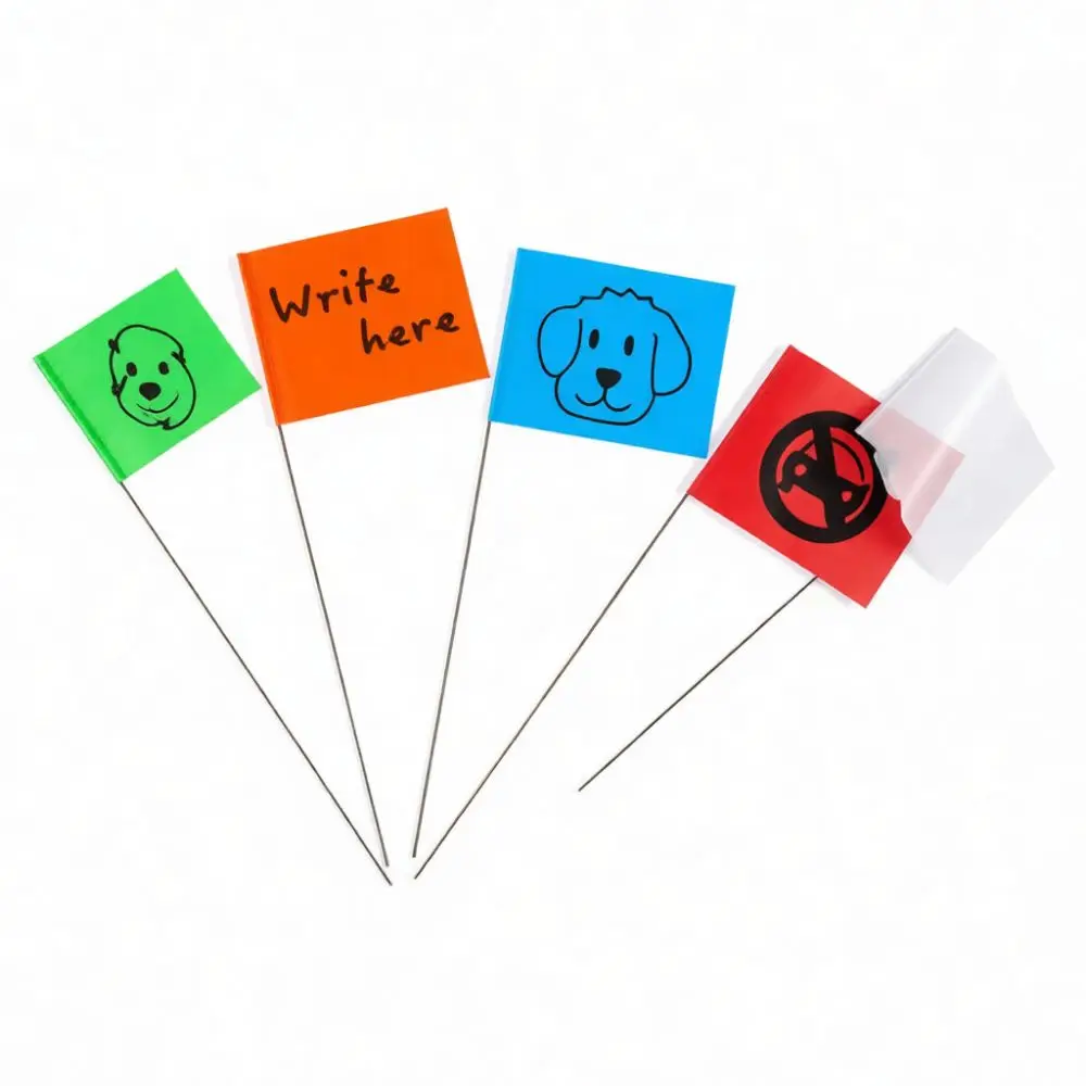 Flexible PVC Marking Flags Steel Stake Garden Irrigation Pipe Detection Utility Site Assessment Tools High Visibility Flags