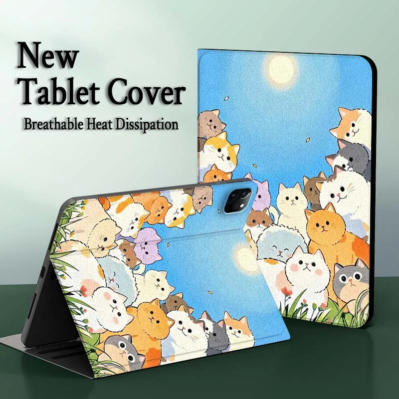 

Мультяшный милый кот-арт для iPad Pro Air Mini 2 3 4 5 6 7 7 8 9 10 11th 10.2 9.7 10.5 10.9 11 12.9 13 Чехол для планшета