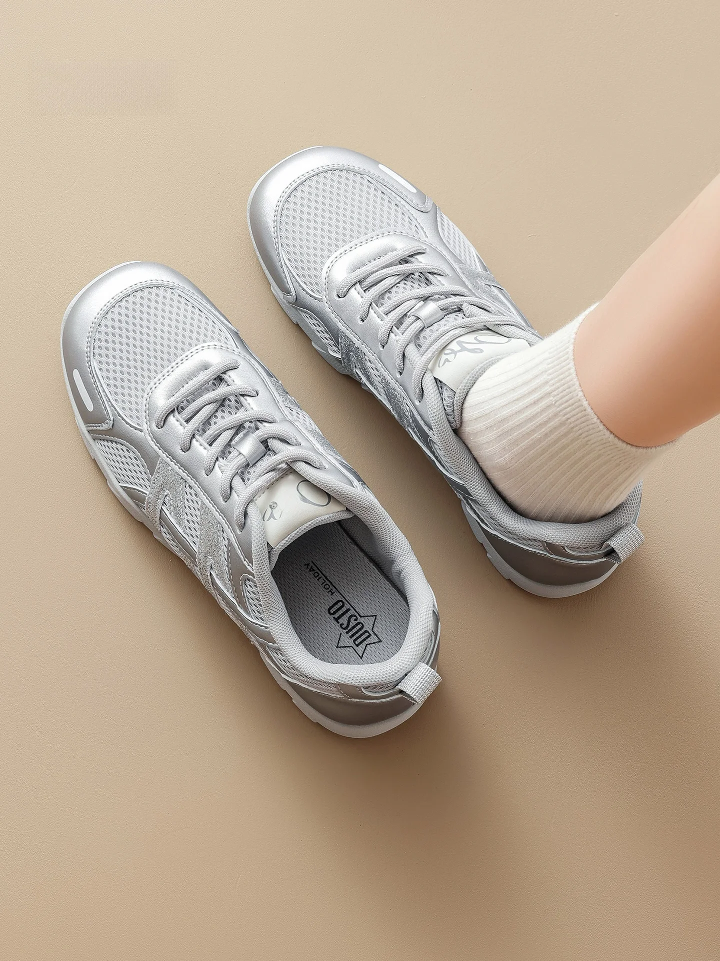dusto-scarpe-da-balletto-argento-per-donna-casual-sportive-traspiranti-leggere-comode-alla-moda-punta-tonda-suola-in-gomma