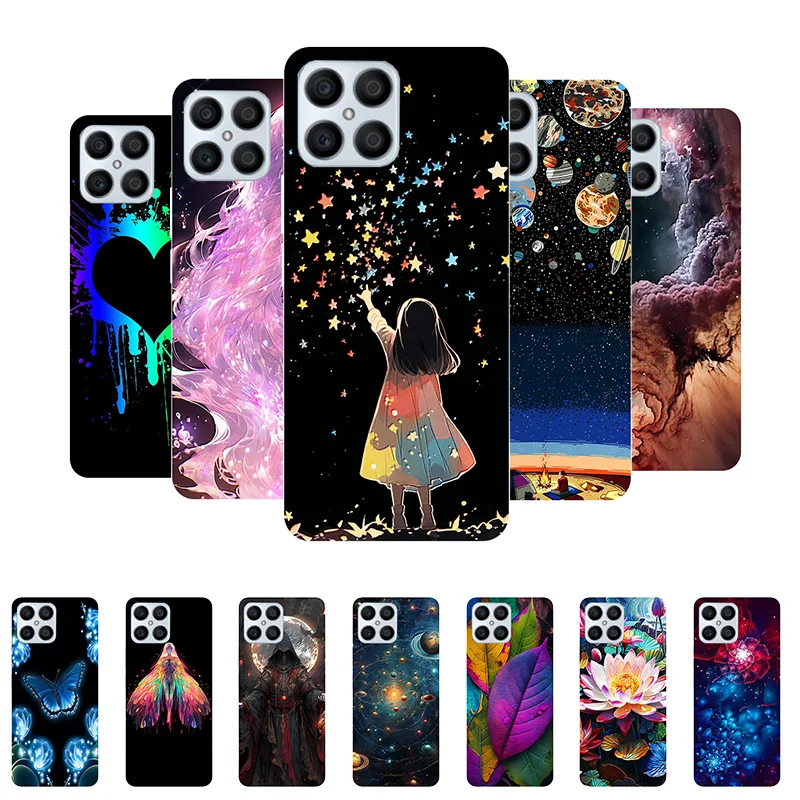 Case For Honor X8 4G Cover Honor X8 Case Silicone Soft Fashion Girl Flower Back Cover for HonorX8 X 8 TFY-LX3 Phone Cases