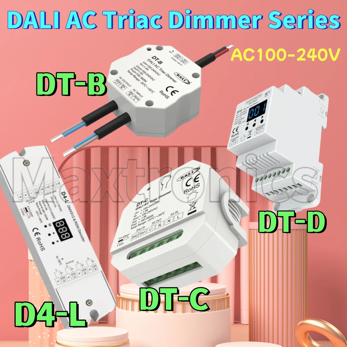 DT/DT-B Single Color DALI AC Triac Dimmer Series DT-C/DT-D 1CH*1.5A for Dimmable LED Light Incandescent Lamps Switch AC100-240V