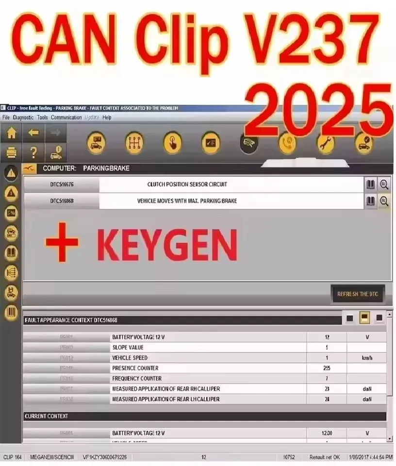 2025 OBD2 Diagnostic Software Auto Repair CAN Clip V237 Latest Version with Keygen Vehicle Health Check Tool