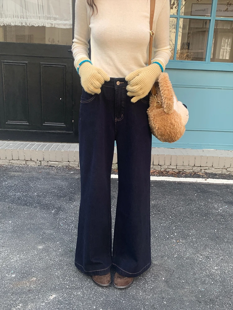 

Женские джинсы с высокой талией, прямые, свободного кроя, из денима, зимние, винтажные, оригинального цвета, широкие, длинные брюки JC Vintage Store