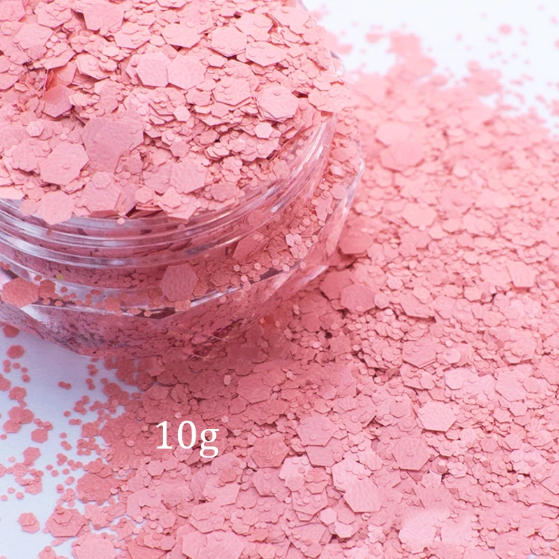 Macaron Bianco Rosa Decorazione per unghie Glitter Formato misto Paillettes esagonali 10g Colore chiaro opaco Glitter Unghie Macaron fai da te Paillettes