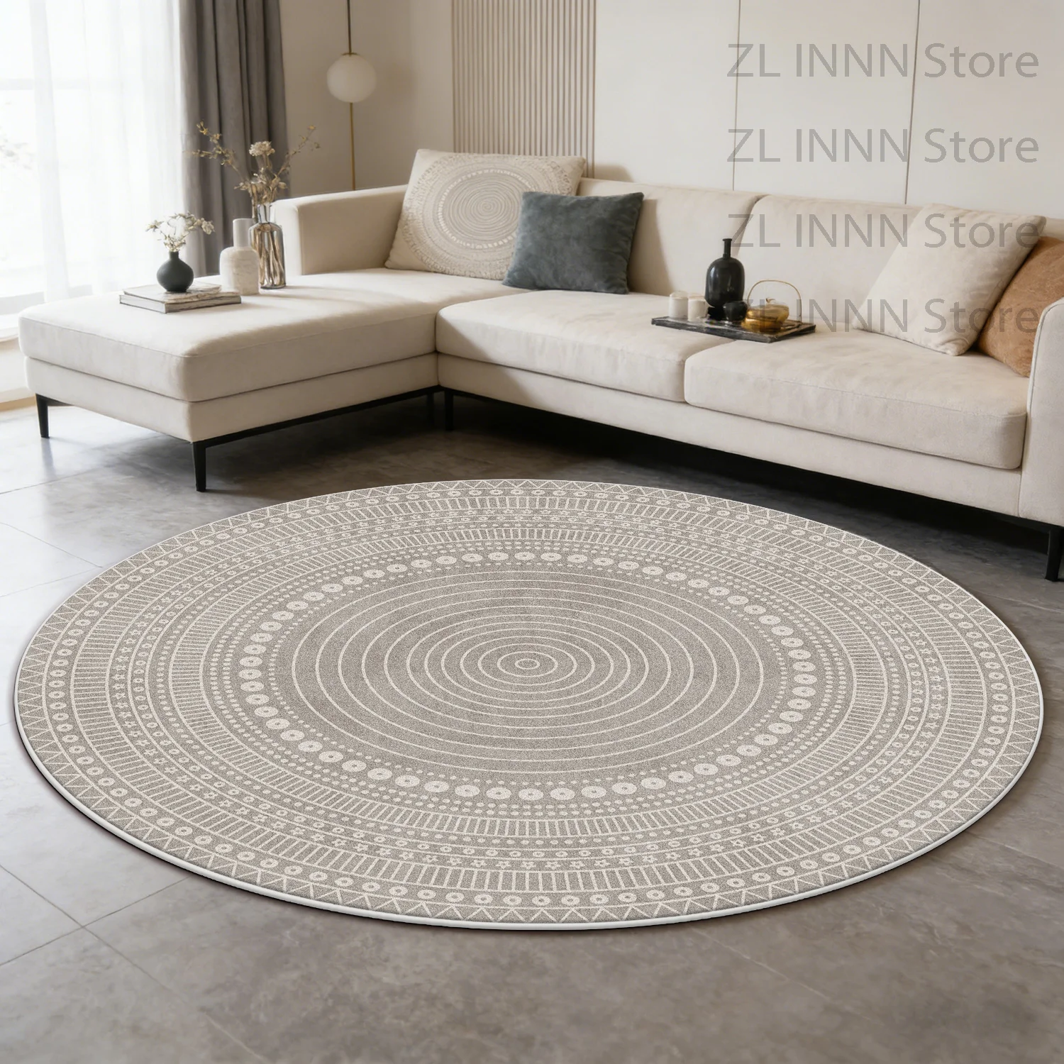 Modern Minimalism Round Living Room Carpet Geometric Decoration Home Striped Tabls Chair Mat Bedroom Non-slip Washable Plush Rug