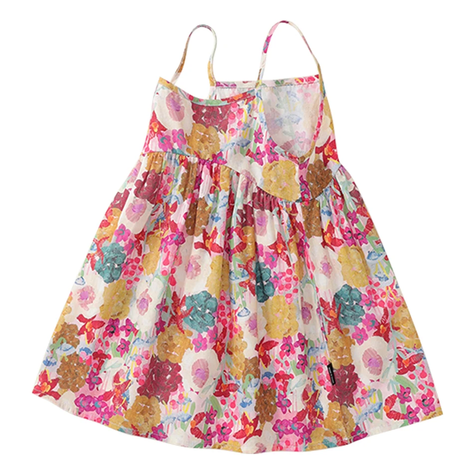 Spring Summer Fashion Hit Girls Casual Lovely Sweet Cotton Floral Dresses Straps Designed for Comfortable Style in Warm Weather