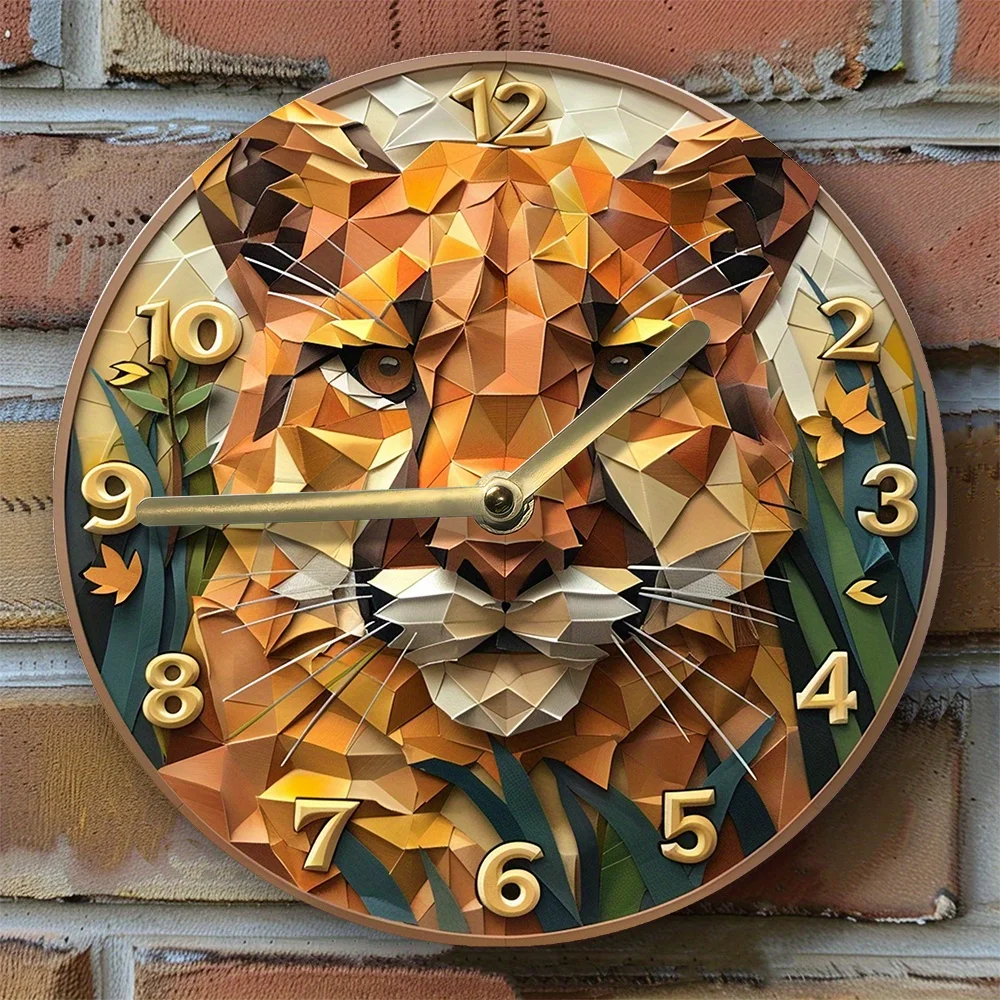 2D Effects Silent Wall Clock Metal DIY Clock Summer Kitchen Decor Fathers Children'S Day Decorations Cougar Theme Decoration