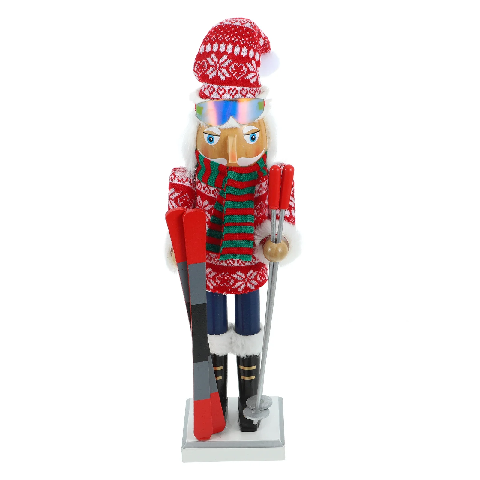 

Skiing Nutcracker Soldier Wooden Christmas Nutcracker Decoration Xmas Desktop Table Ornament Xmas Table Ornament