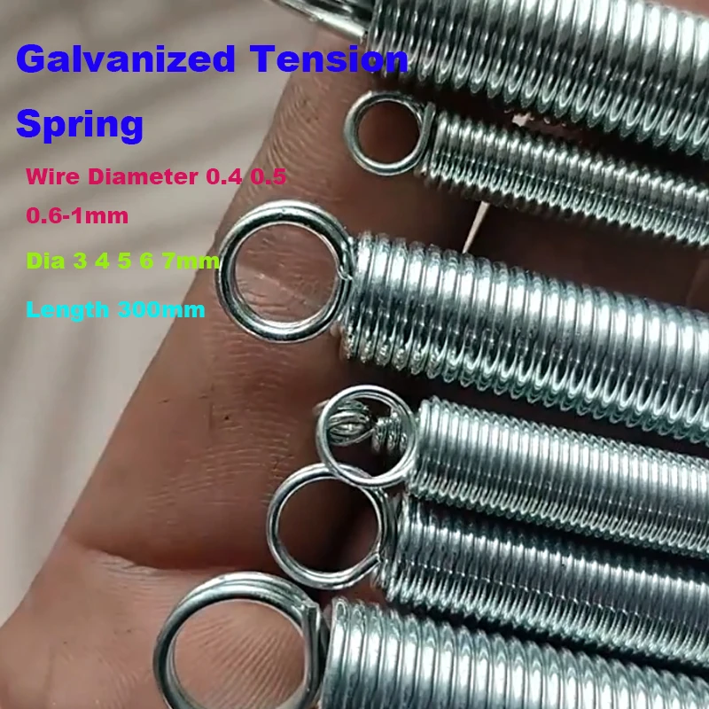 Wire Diameter 1 1.2 1.4 1.6mm Outer Dia 8 9 10-18mm Length 300mm Galvanized Tension Spring Durable Telescopic Galvanized Spring