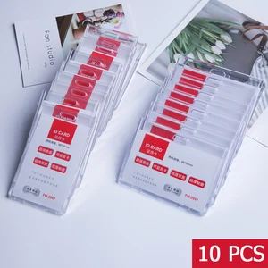 Porte-carte d’identité en acrylique transparent de 10 pièces, porte-badge d’affaires en plastique épais, sac horizontal vertical pour carte pour corde de cou 10 meilleurs détenteurs de badges de vente vertical - No 9