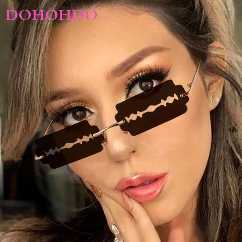 

Fashion Luxury Designer Y2K Rimless Women Sunglasses Retro Small Frame Men Sunglass Outdoor Travel Party Eyeglasses Female UV400
