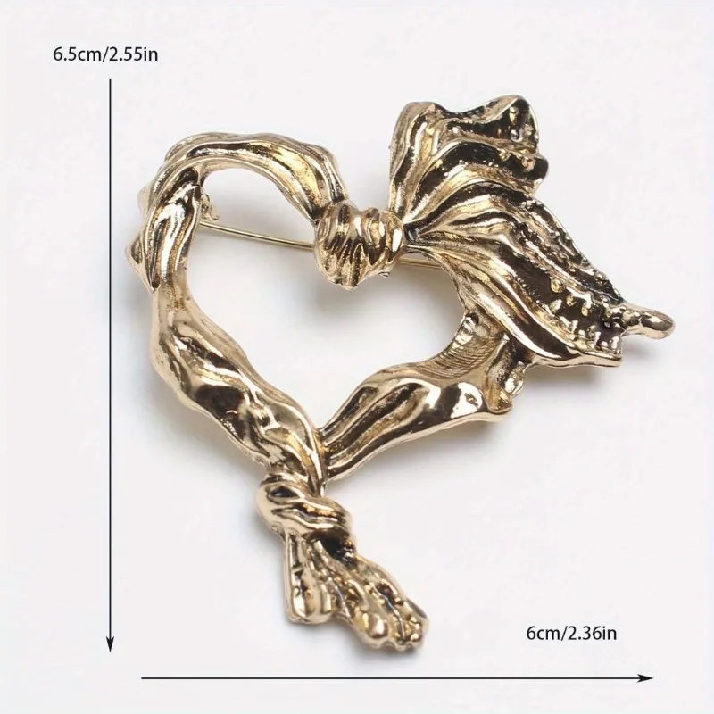 Vintage Women Baroque Heart Pearl Brooches Badges Retro Fashion Metal Simple Design Pins Crosage for Lady Party Wedding Gift