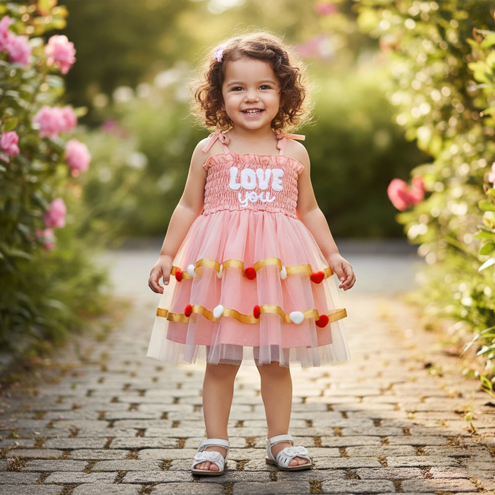 فستان صيفي للفتيات الصغيرات بدون أكمام بحزام ربطة عنق فستان على شكل حرف A للأطفال الصغار ذو طبقات