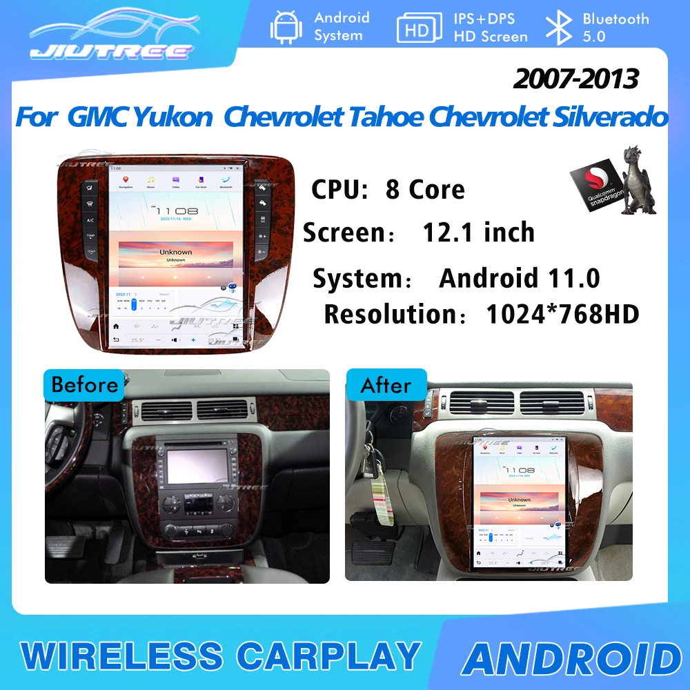 

Автомобильный GPS-навигатор на Android 11, экран в стиле Tesla для GMC Yukon/Chevrolet Tahoe Chevrolet silverado 2007-2012, автомобильный радиоплеер