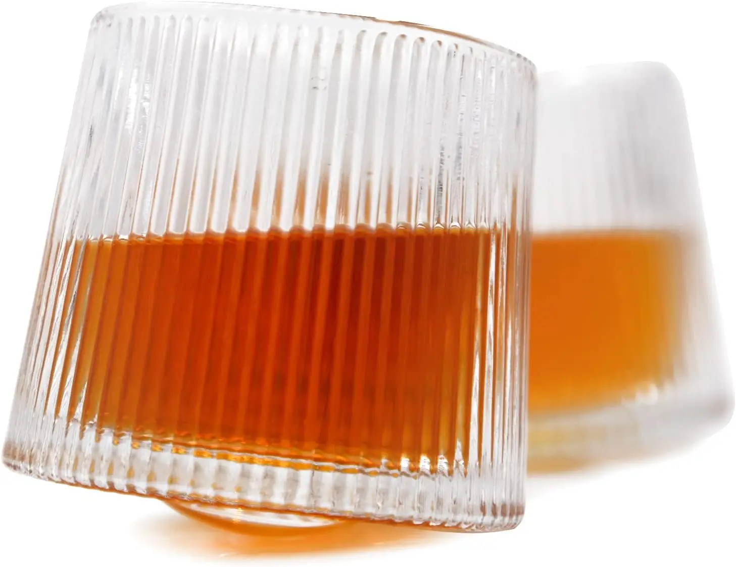 

Набор вращающихся стаканов для виски из 2 стаканов, старомодные стаканы в полоску для скотча, ирландских, бурбонов и коктейльных напитков,