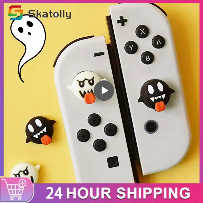 Pumpkin Funny Ghost Silicone Soft Thumb Stick Grip Joystick Protective Cover For Switch Oled NS Lite Joycon Thumbstick Case