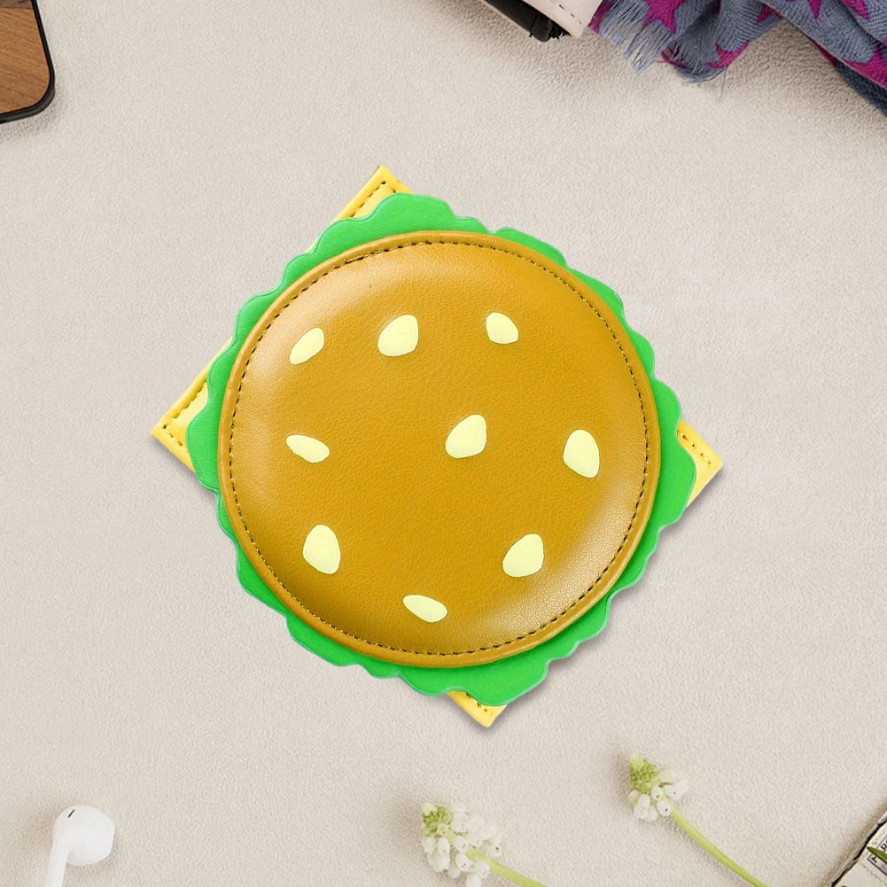 

Двойной кошелек в форме гамбургера, RFID-блокирующий кошелек для монет, маленький кошелек из искусственной кожи для женщин и девочек