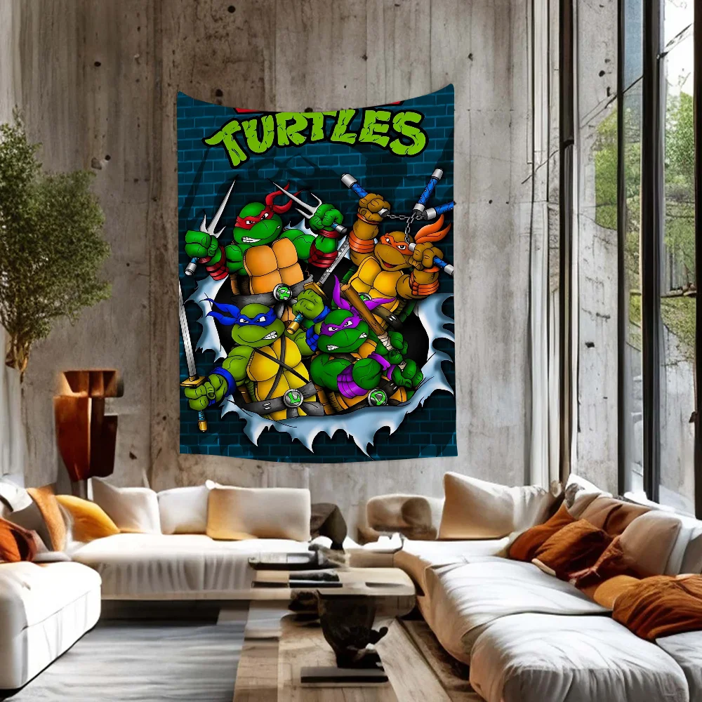 Teenage Mutant Ninja Turtles Anime Tapestry Hippie Flower Wall Carpets Dorm Decor Wall Hanging Home Decor