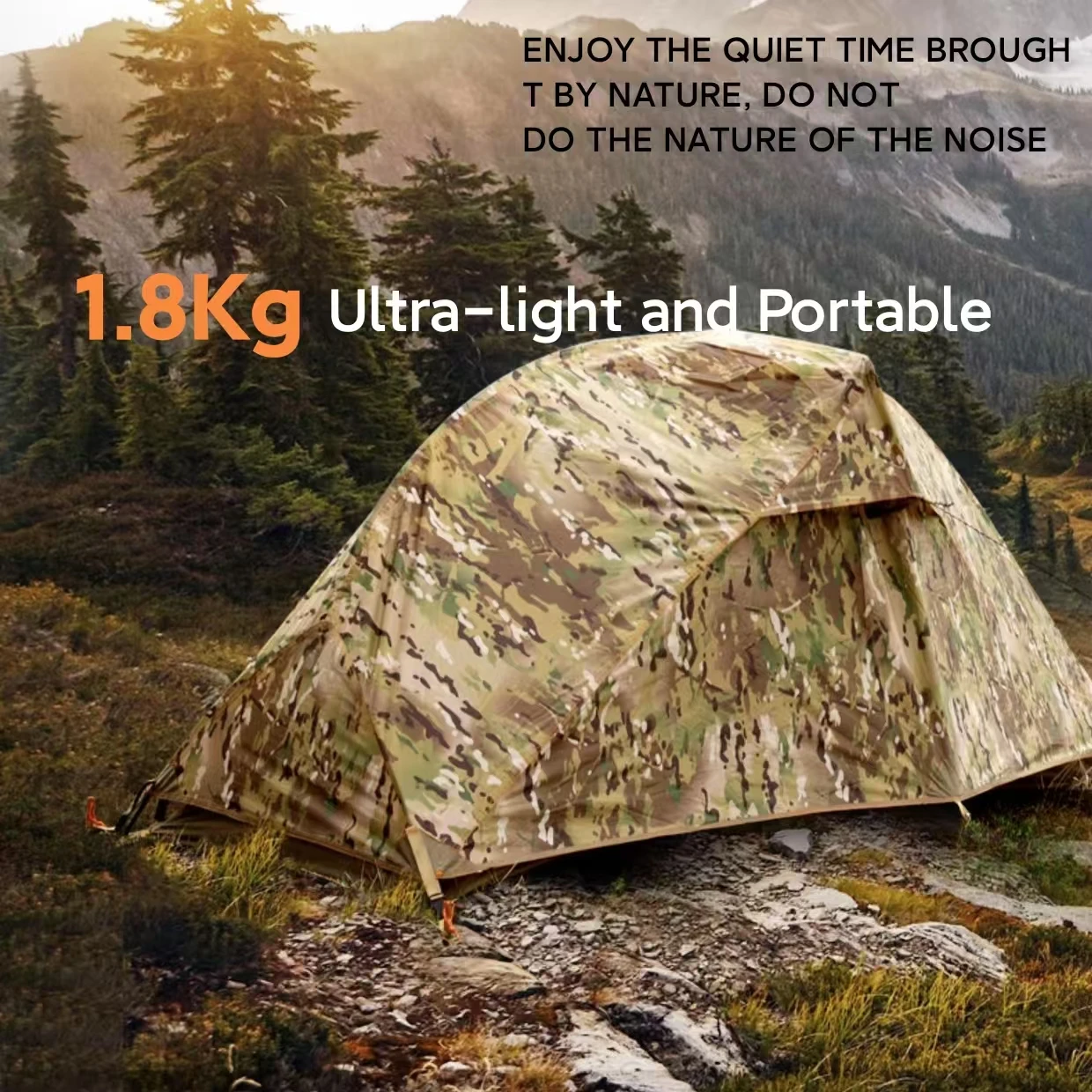 

Military Camouflage Solo Tent - Ultralight 1.8kg Tactical Shelter w/Quick Setup, Waterproof & UV Resistant for Survival/Hunting