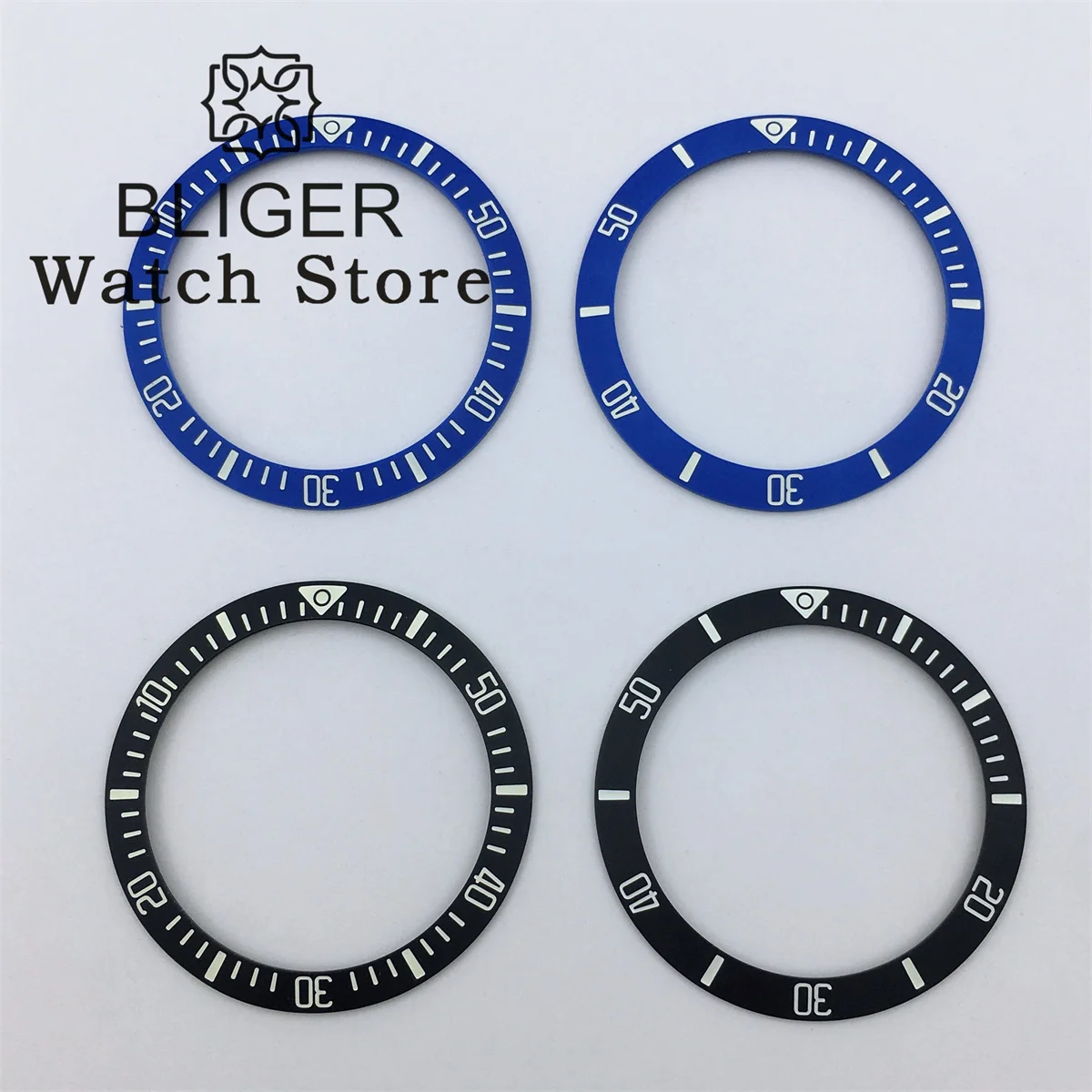 BLIGER 38mm Super Blue Green Luminous High Quality Ceramic Bezel Insert Fit 40mm For Submarine Watch Case Watch Accessories