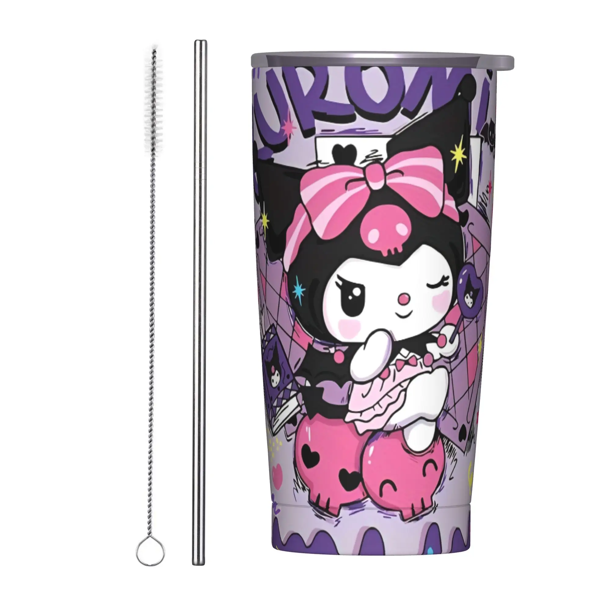 

Kuromi Cartoon Tumbler Vacuum Insulated Coffee Cups Stainless Steel Smoothie Tea Mugs Spill Proof, 20oz
