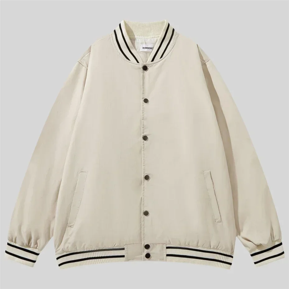 Striped Jacket Men Fashion Baseball Varsity Jacket Coat Men Streetwear Harajuku Hip Hop Oversized Patchwork Snap Button Jackets