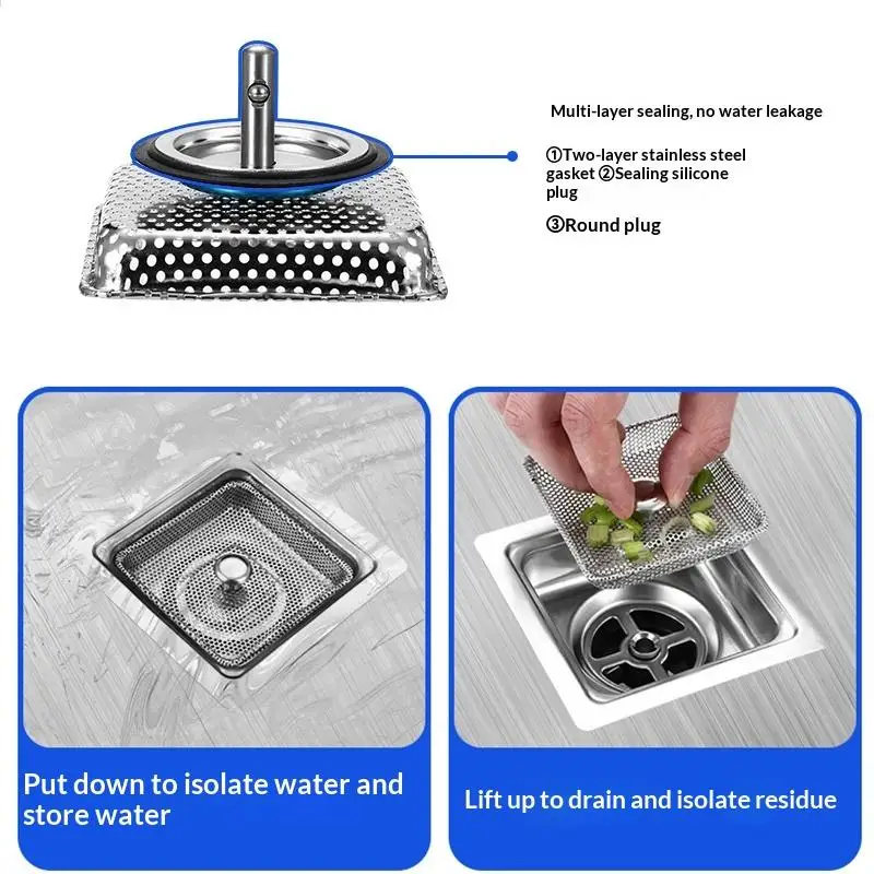 

Sink Drain Strainer Stopper Stainless Steel Kitchen Sink Plug Filter Stopper Anti Clogging Odor Bathroom Accessories