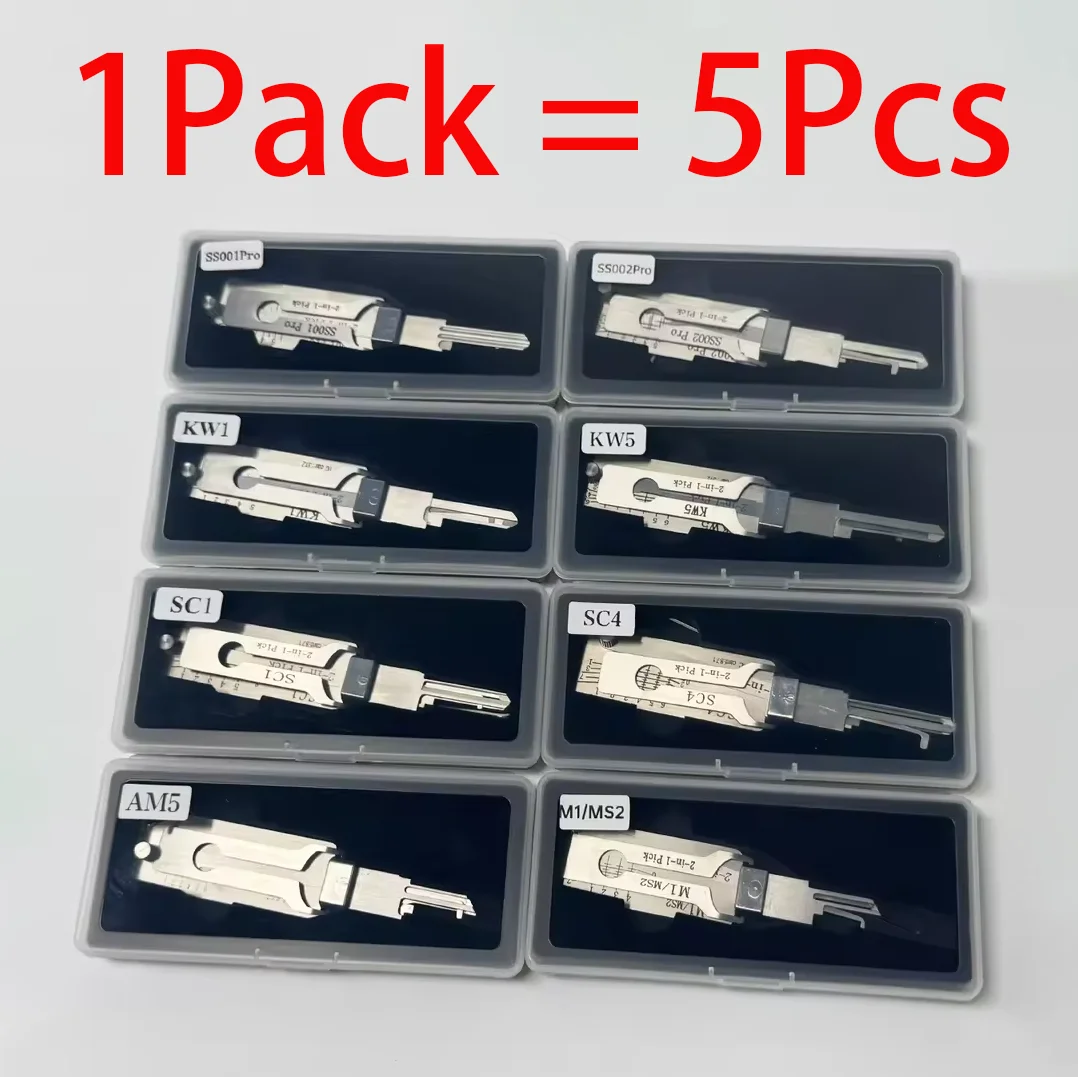 5pcs LISHI style 2 IN 1 SC4 SC1 KW5 KW1 KW1-L KW5-L SC1-L M1MS2 pick&decoder locksmith tool for auto car key