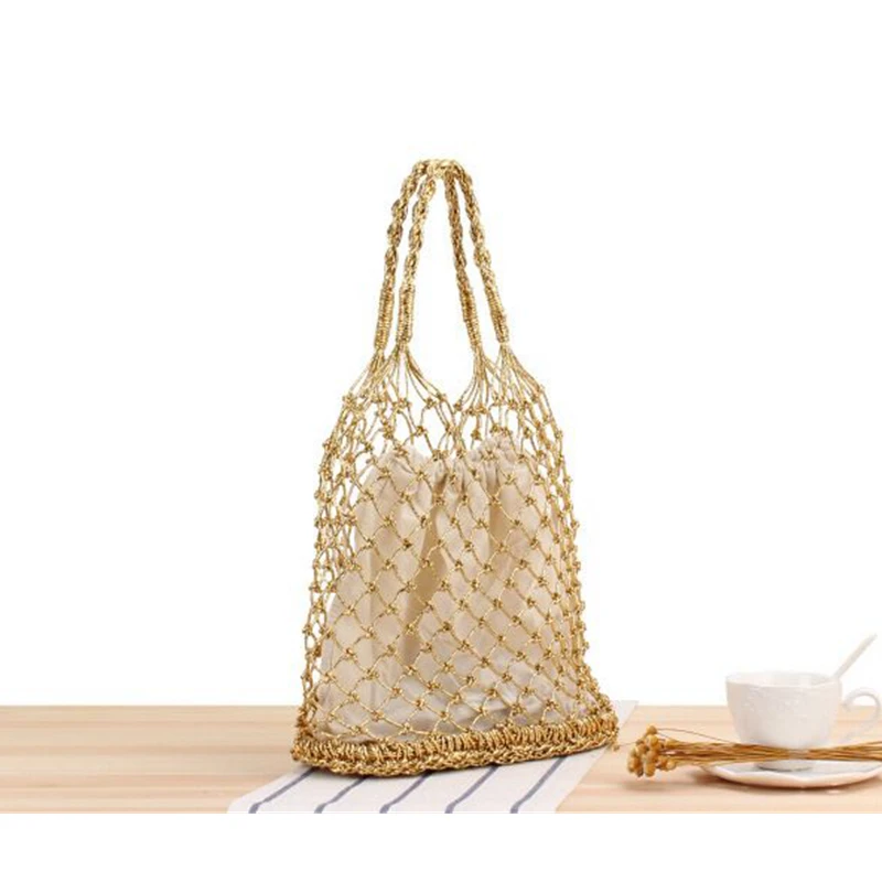 YoReAi Fashion Women Straw Large Tote Bag Beach Casual Shoulder Bags Handbag Solid Color Handmade Basket Storage Shopping Pack