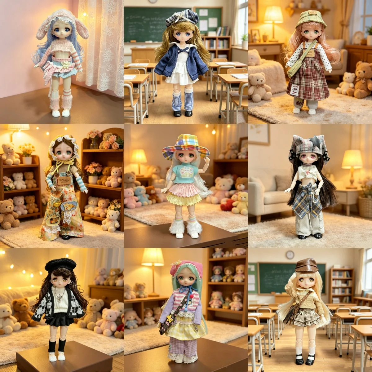 

23cm Cartoon Anime Figure Cute Anime Face / Starry Eyes OB11 Doll 1/7 BJD Doll DIY Dress-up Play-house Toys Girl Birthday Gift