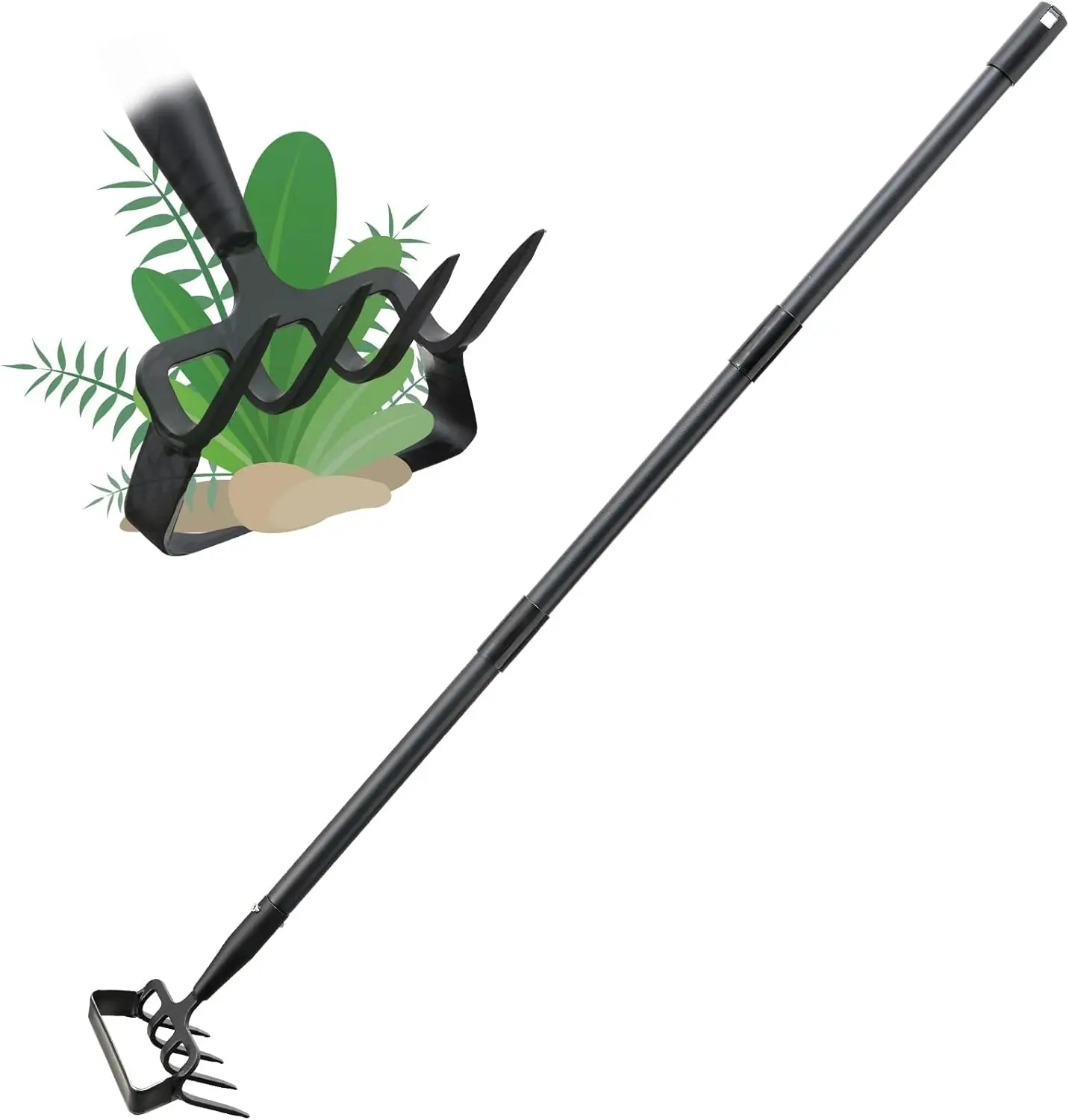 

Stirrup Hoe and Cultivator Garden Tool Heavy Duty, Scuffle Hoe Weeder with Adjustable Long Handle 32-62 Inch for Standing