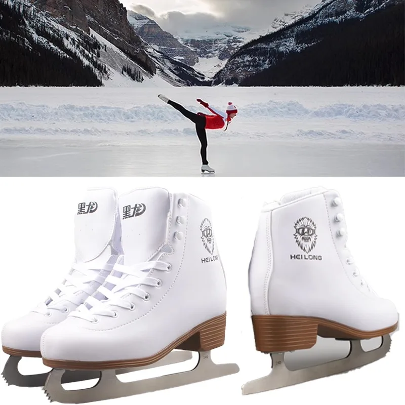 1 Pair Winter Figure Skating Shoes Ice Blade Shoes PVC Thicken Warm Soft Safe Waterproof For Beginners Men Women Kids