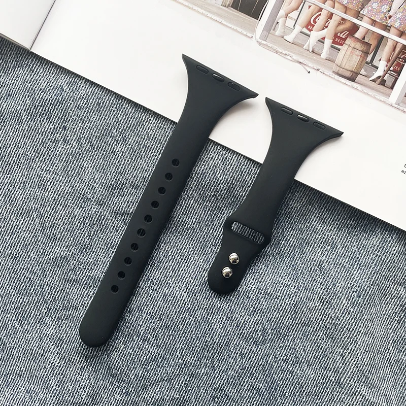 Smukły silikonowy pasek do zegarka Apple 46-45-44mm 41mm 40mm 49-38-42 mm Bransoleta sportowa iWatch series 8 7 6 5 se 4 10 9 ultra2