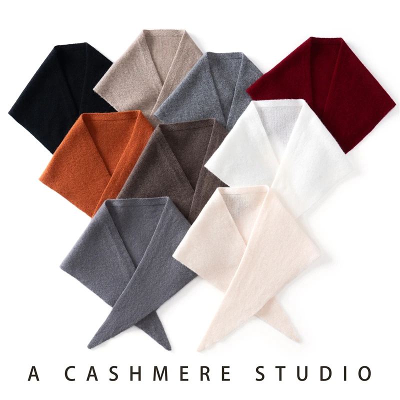 Korean Style Joker Solid Color Triangle Cashmere Women's Knitted Scarf Shawl Triangle Autumn and Winter  Joker Accessories Women