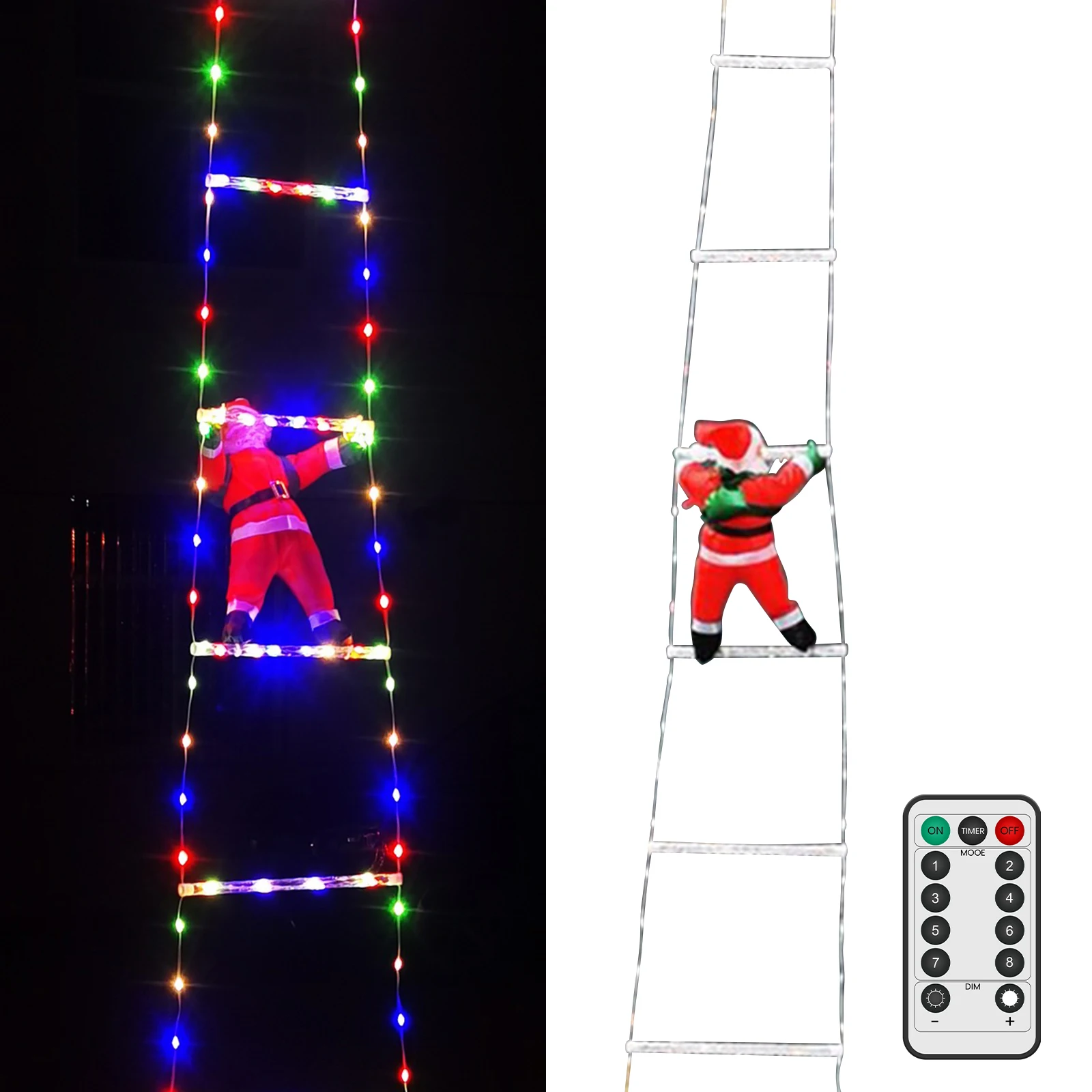 Santa Claus Climbing On Rope Ladder Christmas Indoor Outdoor Ornament Decor Waterproof Christmas LED Light with Remote Control